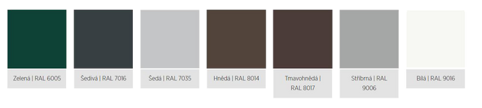 Standardn&iacute; barvy u v&yacute;klopn&aacute;ch vrat